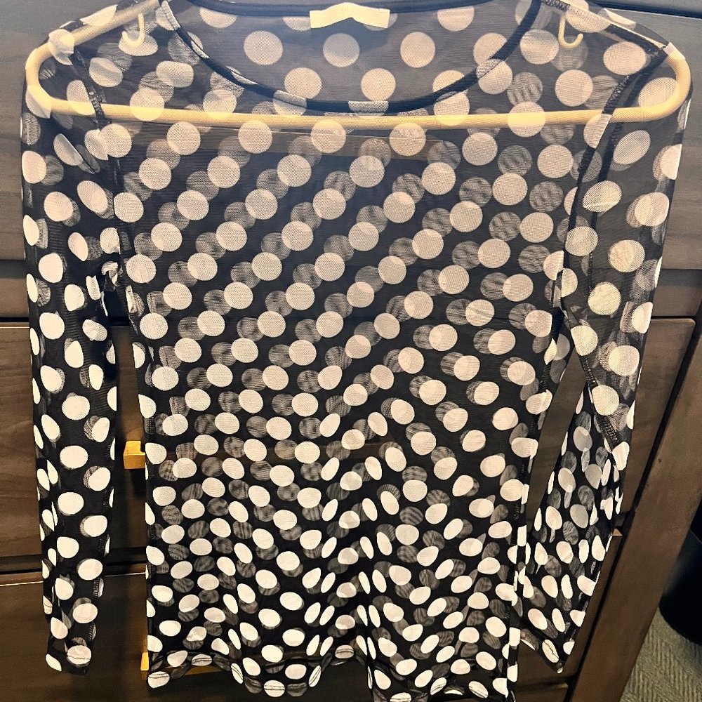 Zara Black and White Sheer Long Sleeve shirt